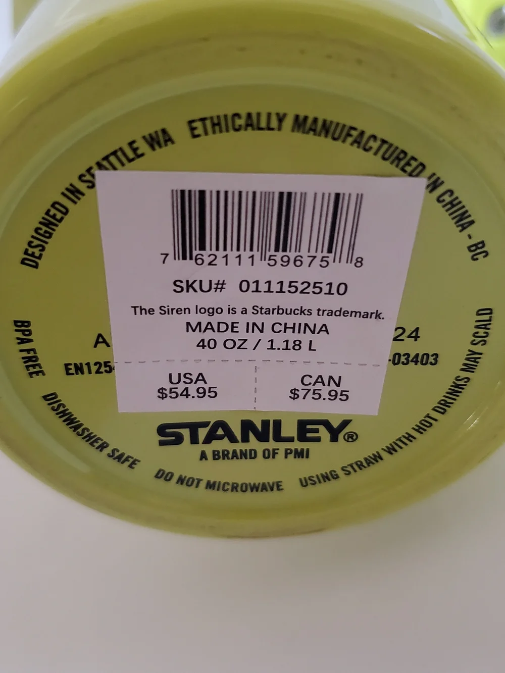 Stanley Lime Green Insulated Tumbler with Lid - Picture 4 of 6